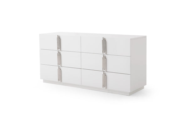 Modrest Token Modern White & Stainless Steel Bedroom Set Model VGVCBD815-SET-WHT