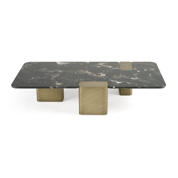 Modrest Quest Modern Black Rose Marble & Antique Brass Coffee Table Model VGFA-CT2018