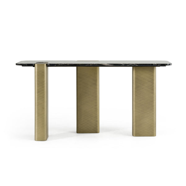 Modrest Quest Modern Black Rose Marble & Antique Brass Console Table Model VGFA-DT2205