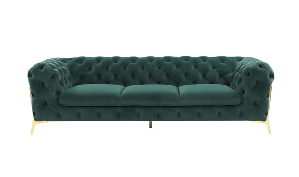 Divani Casa Quincey Transitional Emerald Green Velvet Sofa Model VGKNK8520-GRN-S