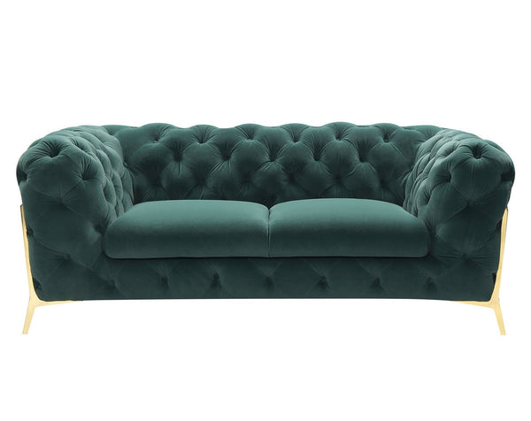 Quincey Transitional Emerald Green Velvet Loveseat
