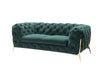 Divani Casa Quincey Transitional Emerald Green Velvet Loveseat Model VGKNK8520-GRN-L