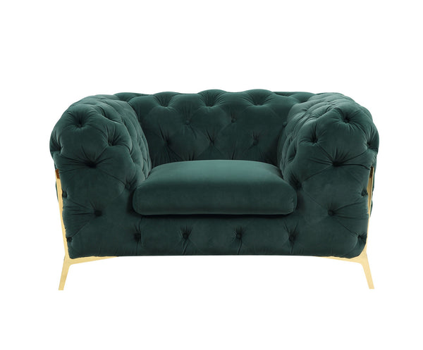 Divani Casa Quincey Transitional Emerald Green Velvet Chair Model VGKNK8520-GRN-CH