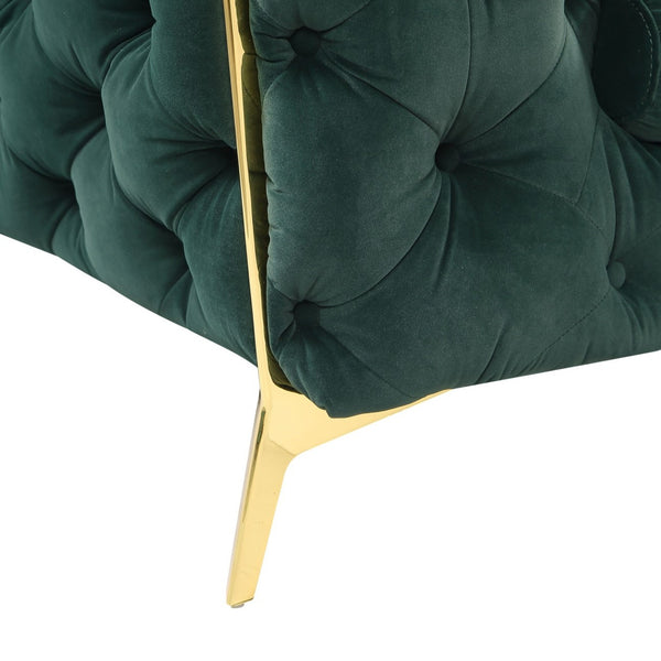 Quincey Transitional Emerald Green Velvet Loveseat