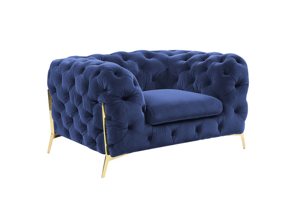 Divani Casa Quincey Transitional Blue Velvet Chair Model VGKNK8520-BLU-CH