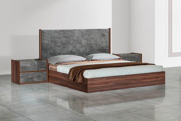Nova Domus Rado Queen Modern Walnut & Volcanic Slate Bed Model VGACRADO-WAL-BED-Q