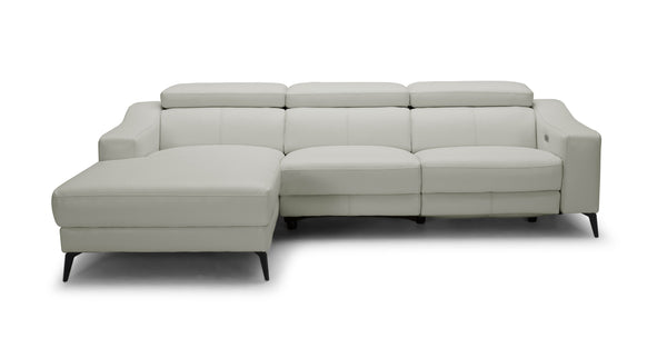 Modrest Rampart Modern L Shape Laf White Leather Sectional Sofa With 1 Recliner Model VGKM-5325-LAF-WHT-SECT