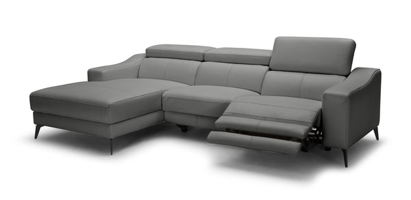Modrest Rampart Modern L Shape Laf Grey Leather Sectional Sofa With 1 Recliner Model VGKM-5325-LAF-GRY-SECT