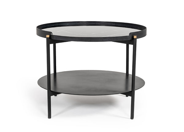 Modrest Randal Modern Round Black Metal Coffee Table Model VGLBCOMP-CF60-02