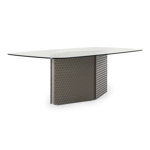 Raphael Modern Glass + Silver Dining Table