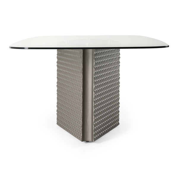 Raphael Modern Glass + Silver Dining Table