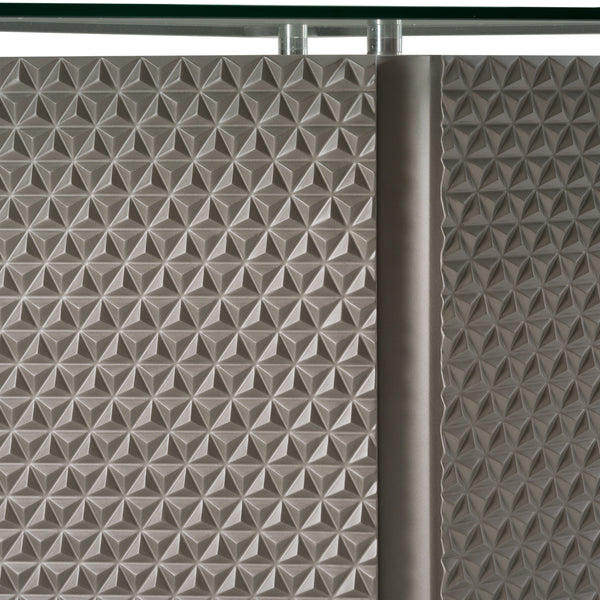 Raphael Modern Glass + Silver Dining Table