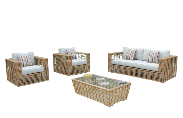 Renava Ko Tao Outdoor Beige & Wicker Sofa Set Model VGATRASF-054-SET