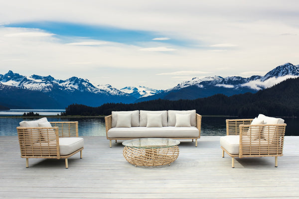 Renava Bombay Beige And Wicker Outdoor Sofa Set Model VGATRASF-173-SET