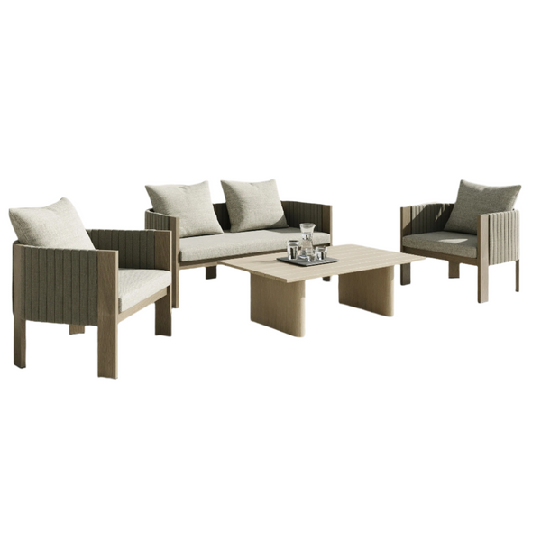 Renava Salvora Outdoor Beige Fabric & Grey Rope Sofa Set Model VGVK-WT275-SET-BGE