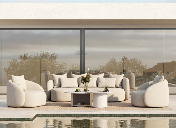 Renava Tabarca Outdoor Beige Fabric 4 Seat Sofa Model VGVK-F017-3L-BGE