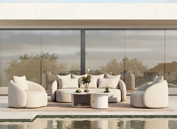 Renava Tabarca Outdoor Beige Fabric 3 Seat Sofa Model VGVK-F017-2U-V1-BGE