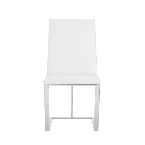 Modrest Frankie Modern White & Brushed Stainless Steel Dining Chair Model VGGA-6917CH-WHT-SS-DC