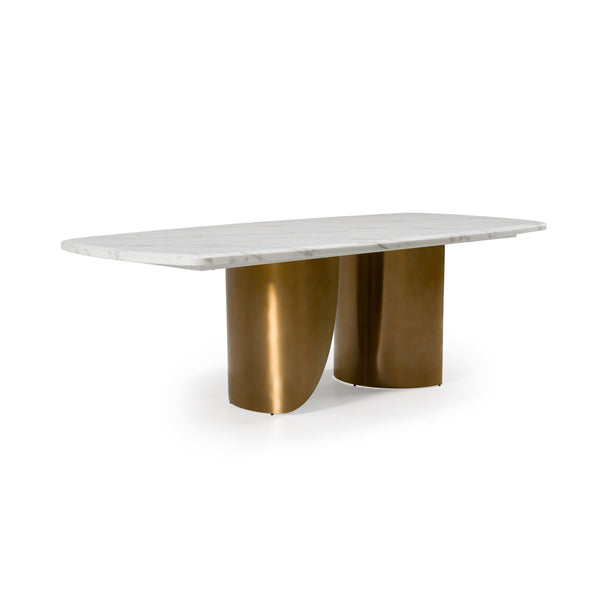 Modrest Reynold Glam Faux Marble & Gold Stainless Steel 94 Inch Dining Table Model VGGM-M-DT-1768C