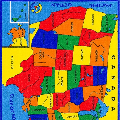 Furniture of America Abbey US Map Contemporary Area Rug Model RG5114