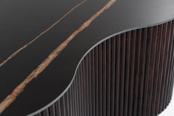 Modrest Ricko Modern Black Ceramic & Smoked Ash Freeform Coffee Table Model VGDW-DW5012-08