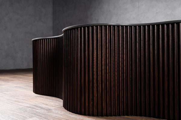 Modrest Ricko Modern Black Ceramic & Smoked Ash Freeform Coffee Table Model VGDW-DW5012-08