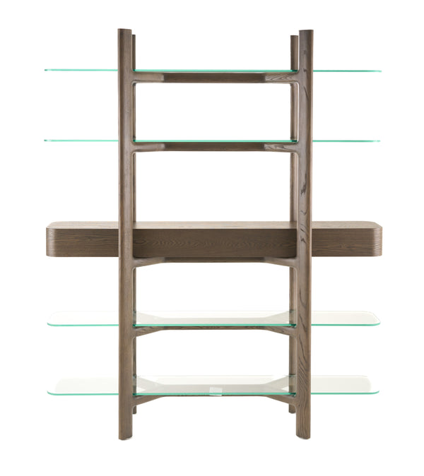 Modrest Rinaldi Mid Century Modern Grey Ash & Glass Bookshelf Model VGCS-DS-23006