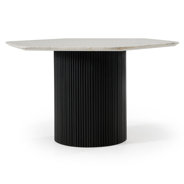 Modrest Rivas Modern White Marble & Black Hex Dining Table Model VGNR-NI90201
