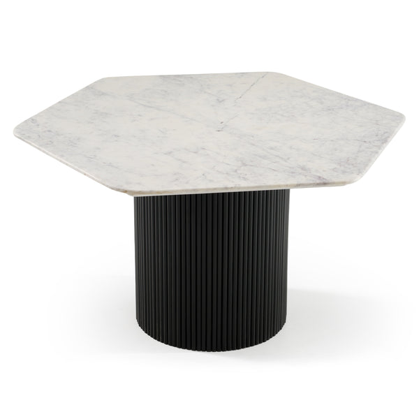 Modrest Rivas Modern White Marble & Black Hex Dining Table Model VGNR-NI90201