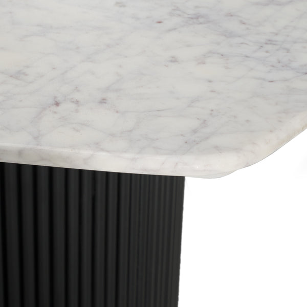 Modrest Rivas Modern White Marble & Black Hex Dining Table Model VGNR-NI90201