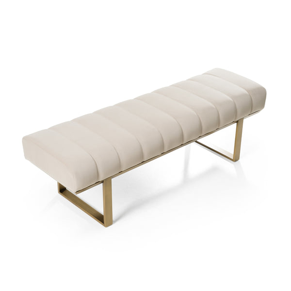 Modrest Robles Modern Beige Fabric & Antique Brass Dining Bench Model VGGA-GA-8687BE-BGE