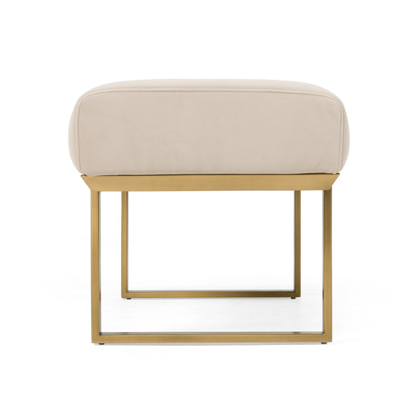 Robles Modern Beige Fabric + Antique Brass Dining Bench