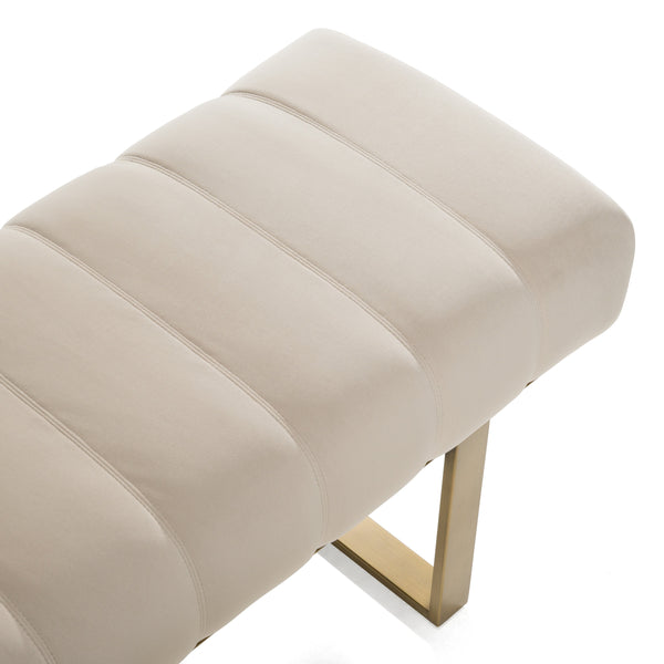 Modrest Robles Modern Beige Fabric & Antique Brass Dining Bench Model VGGA-GA-8687BE-BGE