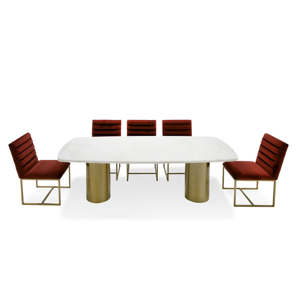 Modrest Rocky Glam White Marble & Brush Gold Large Dining Table Model VGGMM-DT-1360C