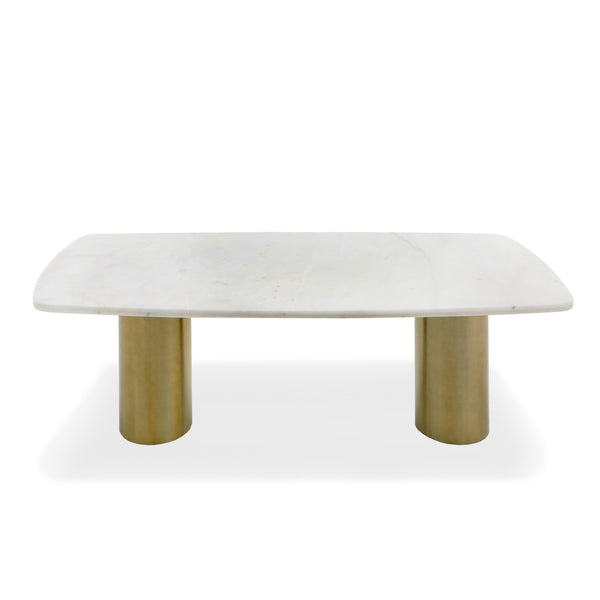 Modrest Rocky Glam White Marble & Brush Gold Large Dining Table Model VGGMM-DT-1360C