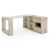 Roma Modern Glass + Faux Travertine Reversible Desk