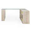 Roma Modern Glass + Faux Travertine Reversible Desk