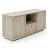 Roma Modern Faux Travertine + Gold File Cabinet