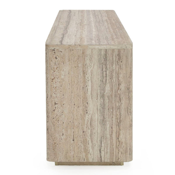 Roma Modern Faux Travertine + Gold File Cabinet