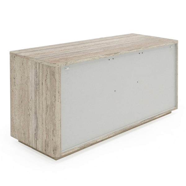 Roma Modern Faux Travertine + Gold File Cabinet