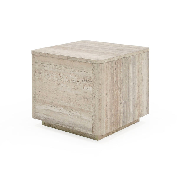 Nova Domus Roma Modern Faux Travertine Square End Table Model VGAN-ROMA-ET