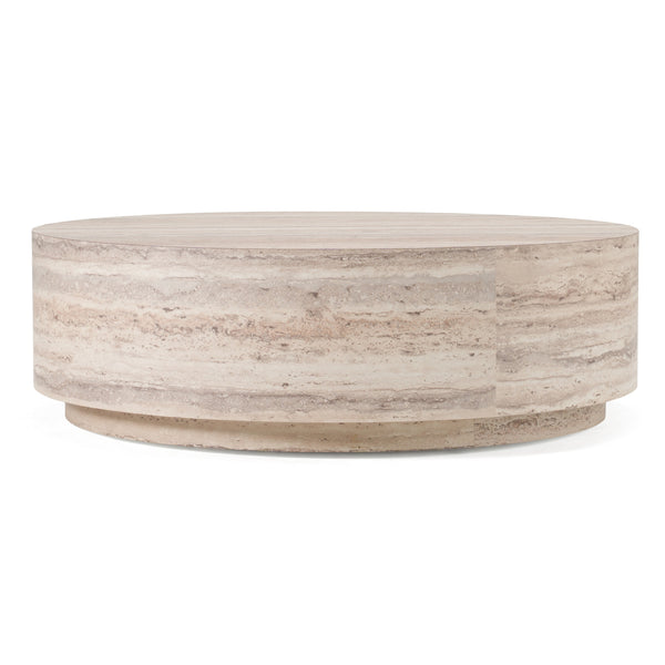 Nova Domus Roma Modern Faux Travertine Round Coffee Table Model VGAN-ROMA-RND-CT