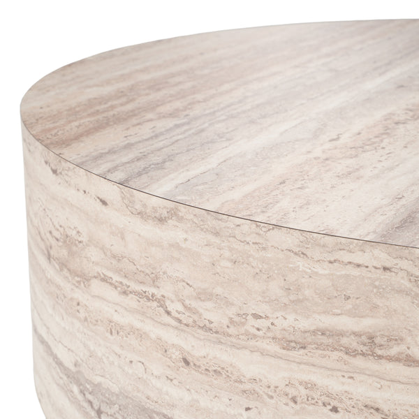Nova Domus Roma Modern Faux Travertine Round Coffee Table Model VGAN-ROMA-RND-CT