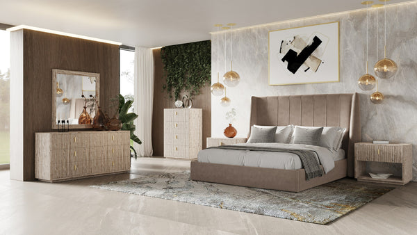 Modrest Roma Modern Taupe Microfiber Upholstered Bed Model VGVCBD2305-TPE