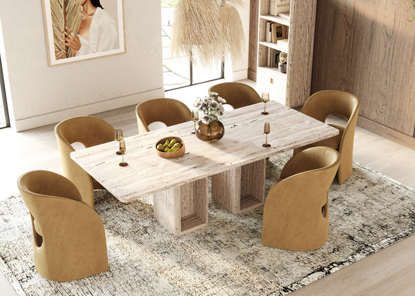 Nova Domus Roma Modern Travertine Rectangular Dining Table Model VGAN-ROMA-DT