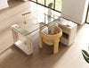 Roma Modern Glass + Faux Travertine Reversible Desk