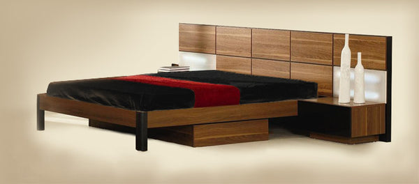 Rondo Mid Century Platform Bed With Nightstands Storage And Lights Model VGWCRONDO