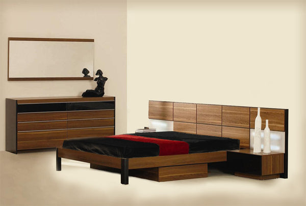 Rondo Mid Century Platform Bed With Nightstands Storage And Lights Model VGWCRONDO