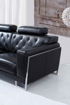 Divani Casa Huron Modern Black Leather Sofa Model VGBNS-2230-SOFA-BLK