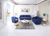 Palomar Modern Blue Velvet & Brass Sofa